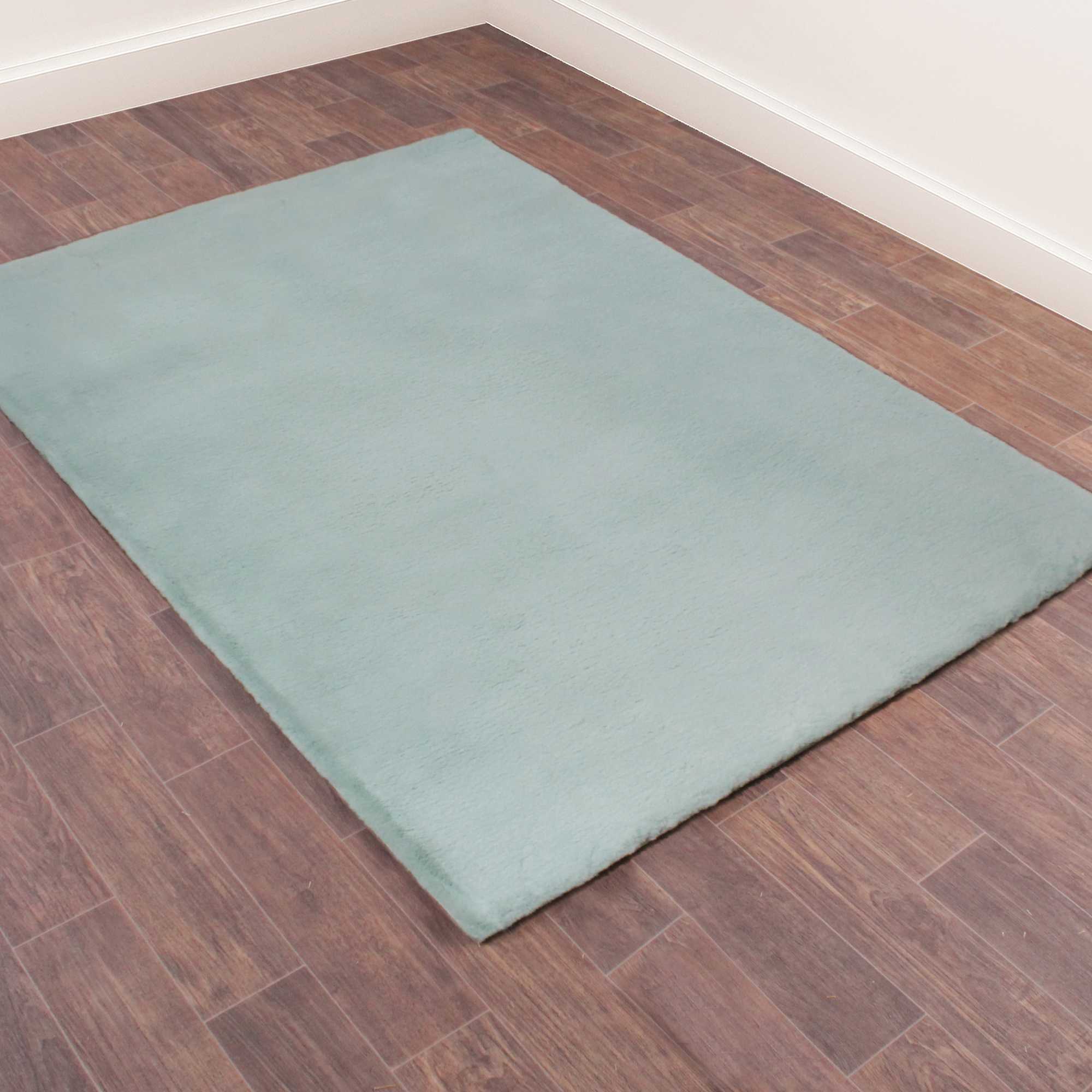 Luxe Faux Fur Rug In Duck Egg Blue